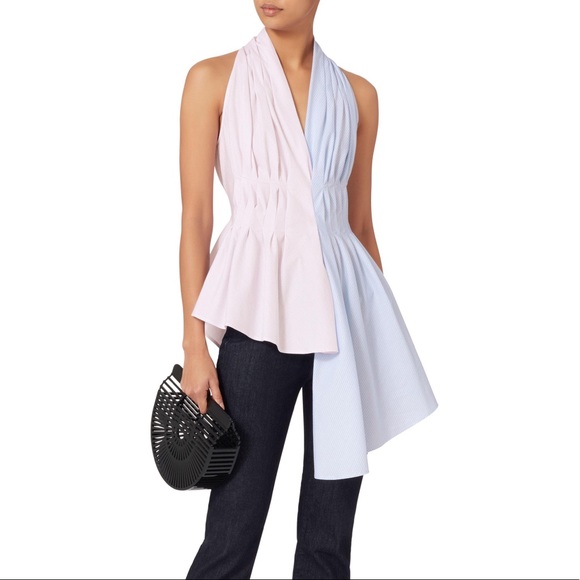Adam lippes stripped asymmetrical blouse 8